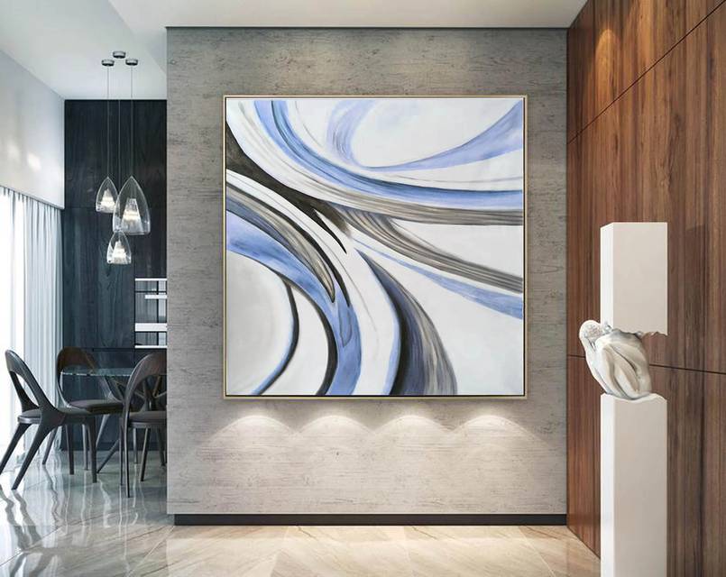 Modern Grey Minimal Office Abstract Canvas Wall Art EC5HV wall art